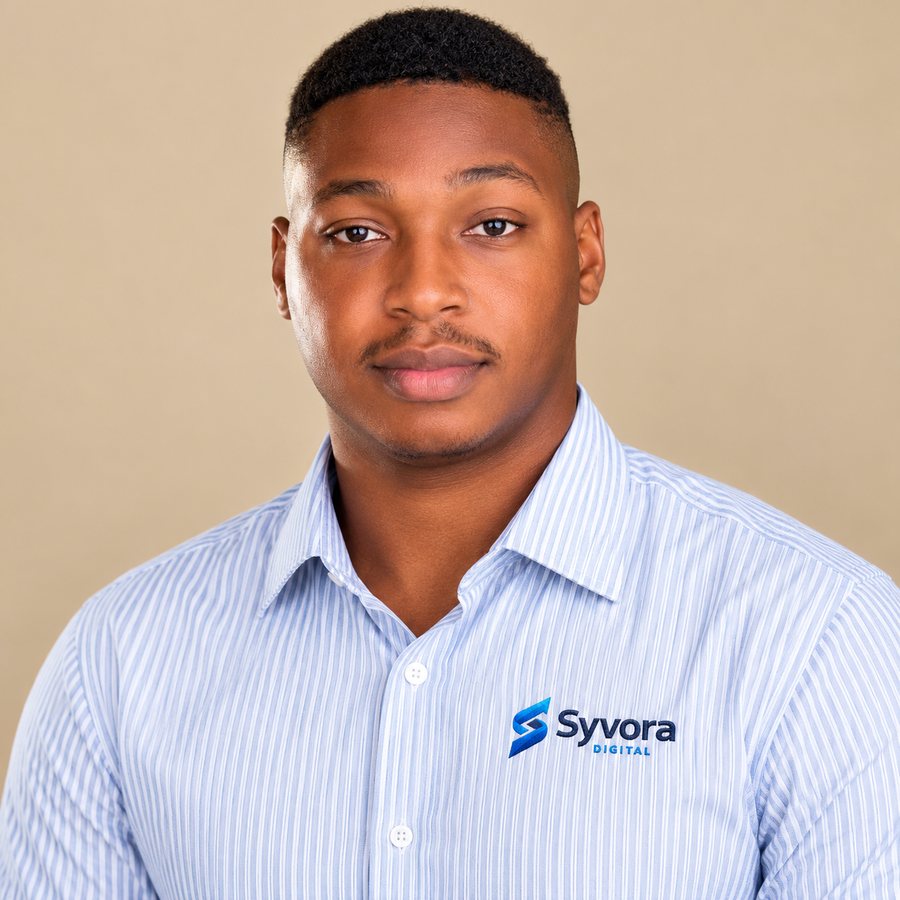 Portrait of Solomon in a Syvora Digital shirt